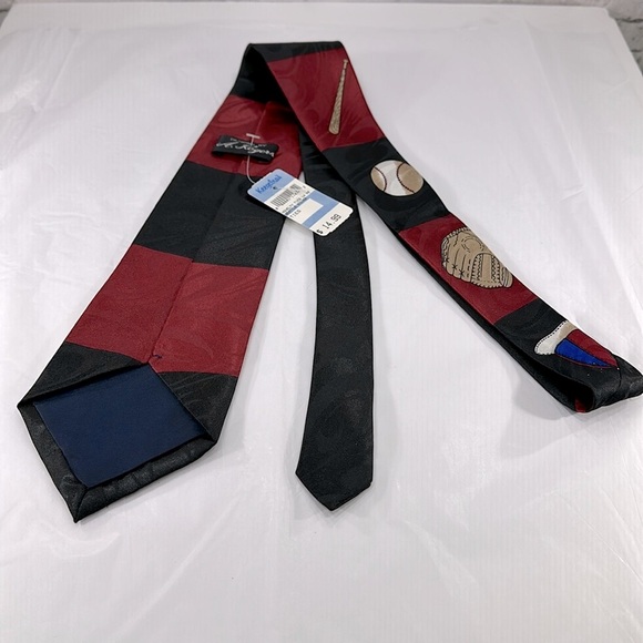 A. Rogers Designs - Red & Black Baseball Themed Mens Necktie ⭐️ NWT - Picture 5 of 7